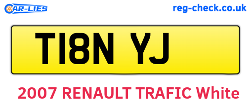 T18NYJ are the vehicle registration plates.