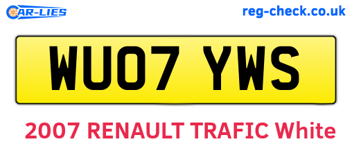 WU07YWS are the vehicle registration plates.