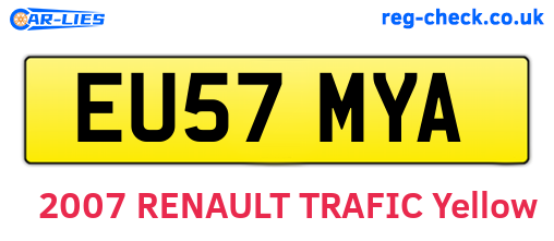 EU57MYA are the vehicle registration plates.