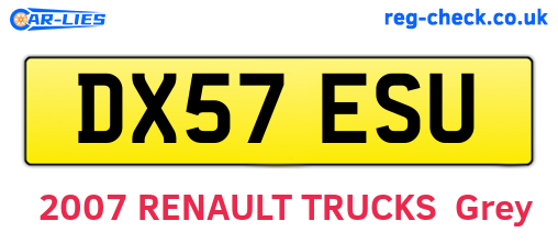 DX57ESU are the vehicle registration plates.