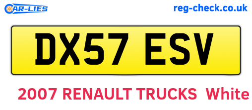 DX57ESV are the vehicle registration plates.