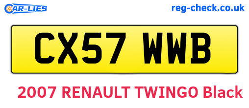 CX57WWB are the vehicle registration plates.