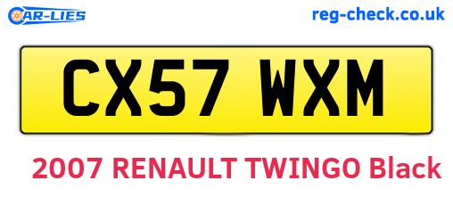CX57WXM are the vehicle registration plates.