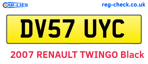 DV57UYC are the vehicle registration plates.