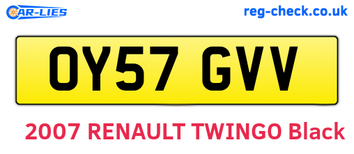 OY57GVV are the vehicle registration plates.