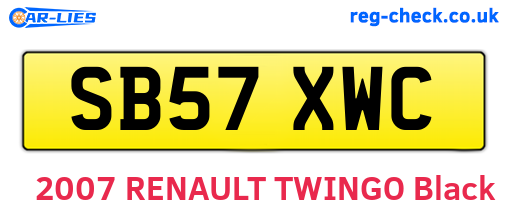 SB57XWC are the vehicle registration plates.