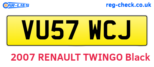 VU57WCJ are the vehicle registration plates.