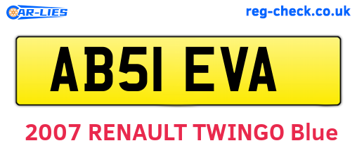 AB51EVA are the vehicle registration plates.