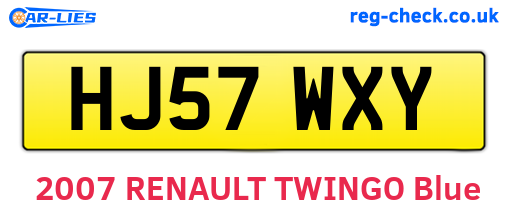 HJ57WXY are the vehicle registration plates.