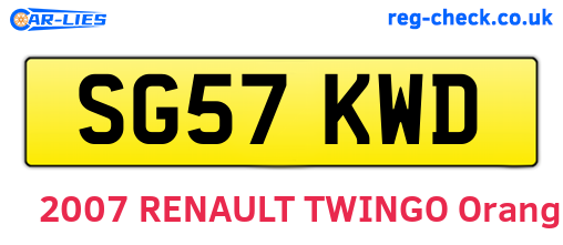 SG57KWD are the vehicle registration plates.