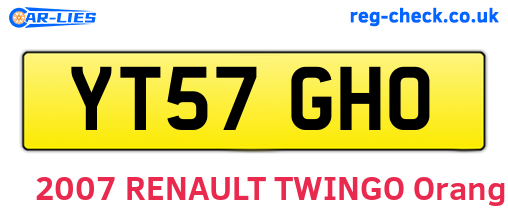 YT57GHO are the vehicle registration plates.