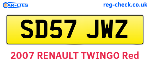 SD57JWZ are the vehicle registration plates.