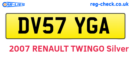 DV57YGA are the vehicle registration plates.