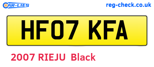 HF07KFA are the vehicle registration plates.