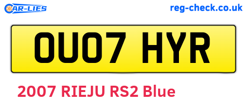 OU07HYR are the vehicle registration plates.