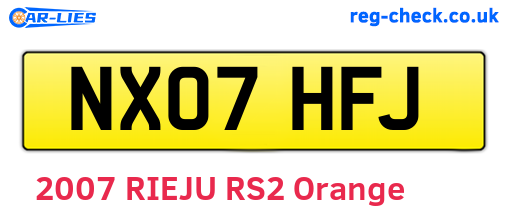 NX07HFJ are the vehicle registration plates.