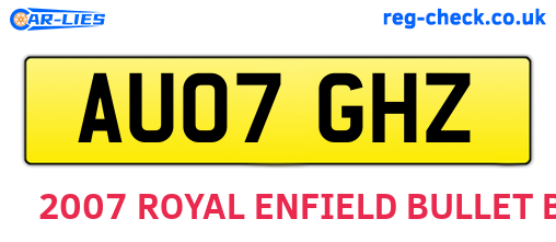 AU07GHZ are the vehicle registration plates.