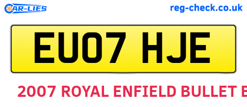 EU07HJE are the vehicle registration plates.