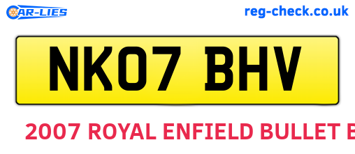 NK07BHV are the vehicle registration plates.