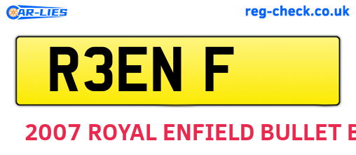 R3ENF are the vehicle registration plates.