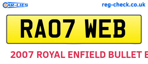 RA07WEB are the vehicle registration plates.