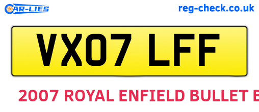VX07LFF are the vehicle registration plates.