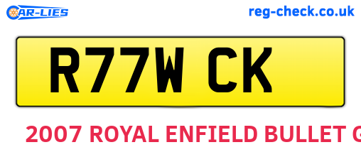 R77WCK are the vehicle registration plates.