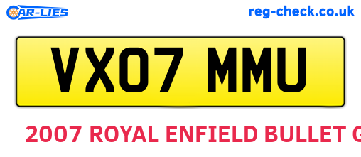 VX07MMU are the vehicle registration plates.