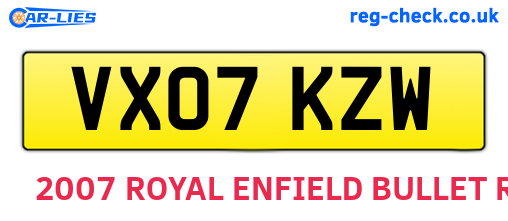 VX07KZW are the vehicle registration plates.