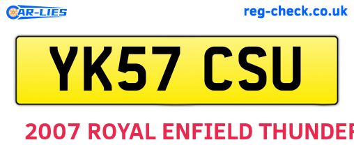 YK57CSU are the vehicle registration plates.