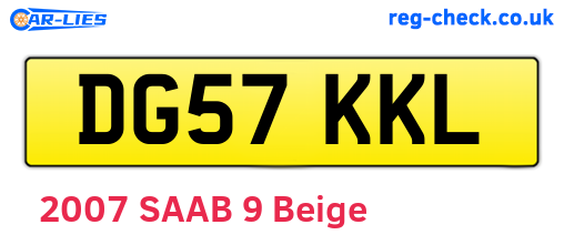DG57KKL are the vehicle registration plates.