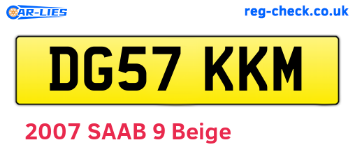 DG57KKM are the vehicle registration plates.