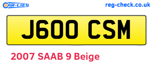 J600CSM are the vehicle registration plates.