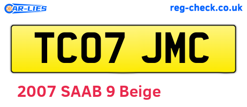 TC07JMC are the vehicle registration plates.