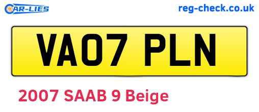 VA07PLN are the vehicle registration plates.