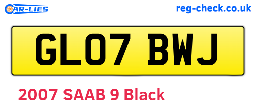GL07BWJ are the vehicle registration plates.