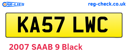KA57LWC are the vehicle registration plates.