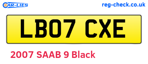 LB07CXE are the vehicle registration plates.