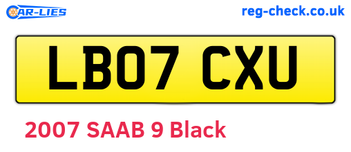 LB07CXU are the vehicle registration plates.
