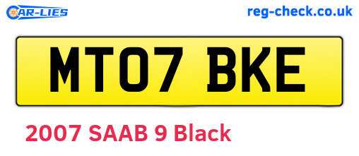 MT07BKE are the vehicle registration plates.