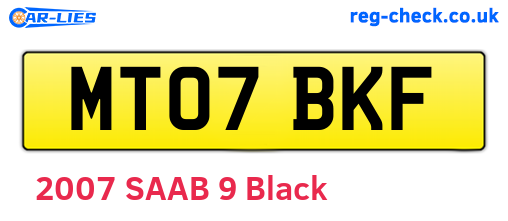 MT07BKF are the vehicle registration plates.