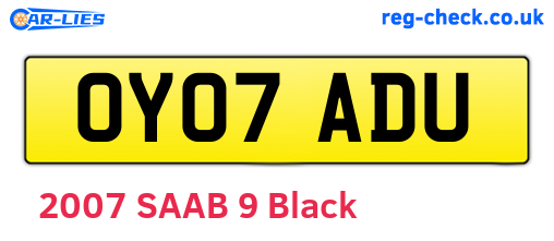 OY07ADU are the vehicle registration plates.