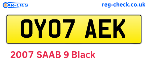 OY07AEK are the vehicle registration plates.