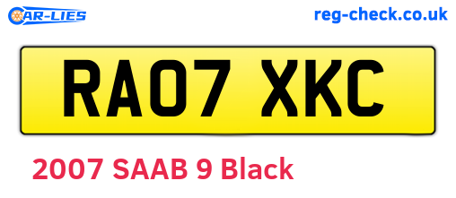 RA07XKC are the vehicle registration plates.