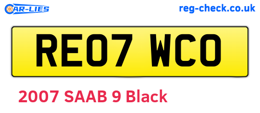 RE07WCO are the vehicle registration plates.
