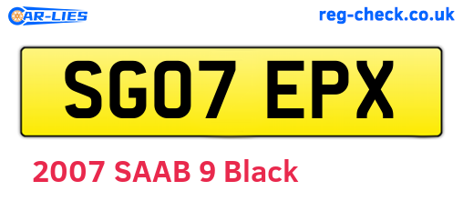 SG07EPX are the vehicle registration plates.