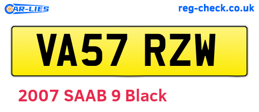 VA57RZW are the vehicle registration plates.
