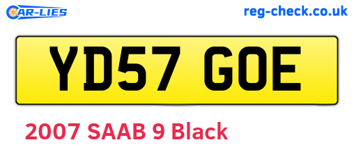 YD57GOE are the vehicle registration plates.