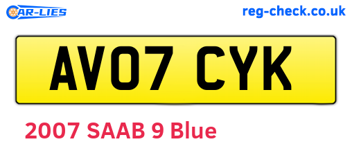 AV07CYK are the vehicle registration plates.