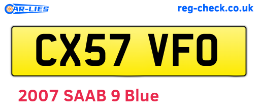 CX57VFO are the vehicle registration plates.